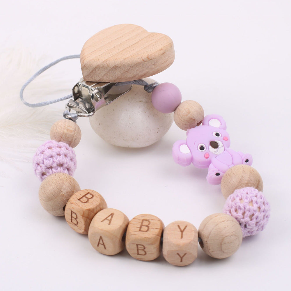 Baby Pacifier Wooden Chain