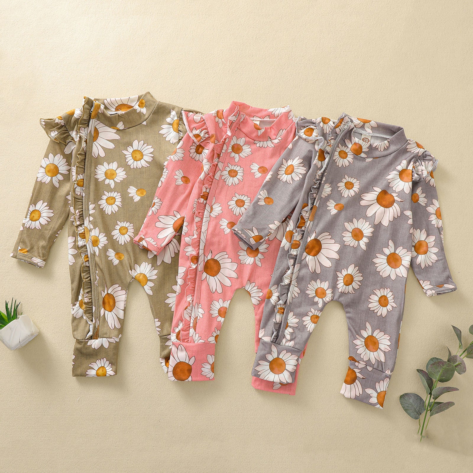 Sunflower Long Sleeve Ruffle Jumspuit