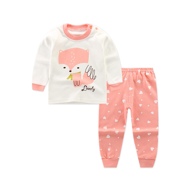 Children's Autumn Clothes Long-Sleeved Pants Suit 21 Spring New Long-Sleeved Children's Underwear Underwear Shoulder Buckle High-Neck Cotton Underwear Home
