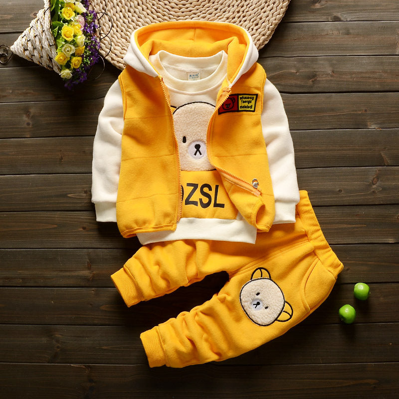 Baby Velvet Warm Three-Piece Outfit