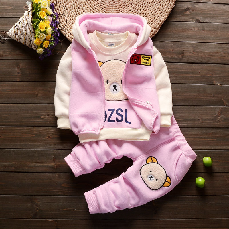Baby Velvet Warm Three-Piece Outfit