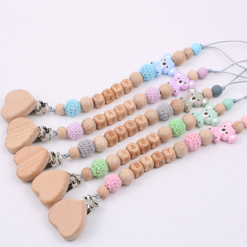 Baby Pacifier Wooden Chain