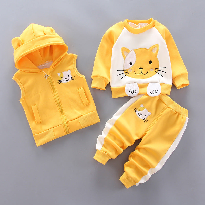 Baby Velvet Warm Three-Piece Outfit