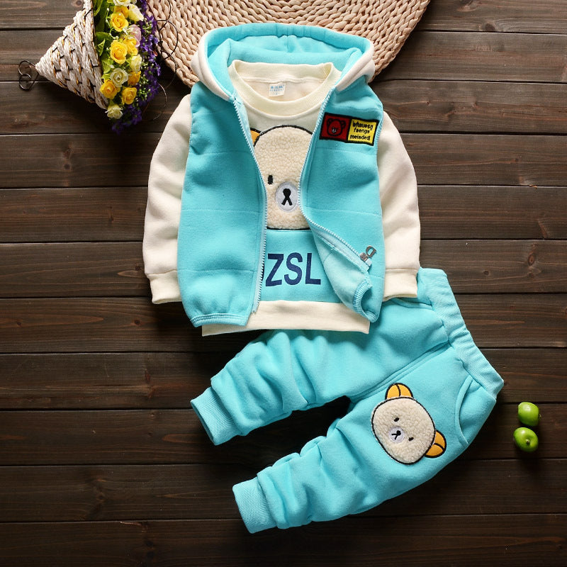 Baby Velvet Warm Three-Piece Outfit
