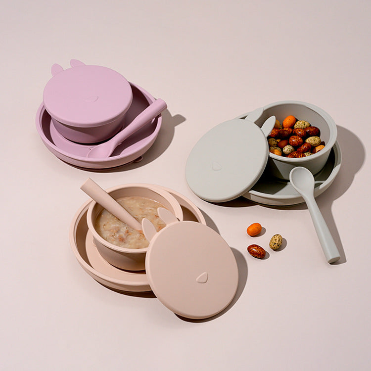 Silicone Baby Dinner Plate Three-piece Set
