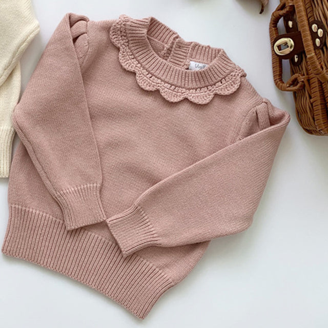 Girls Long Sleeve Knit Lace Sweater