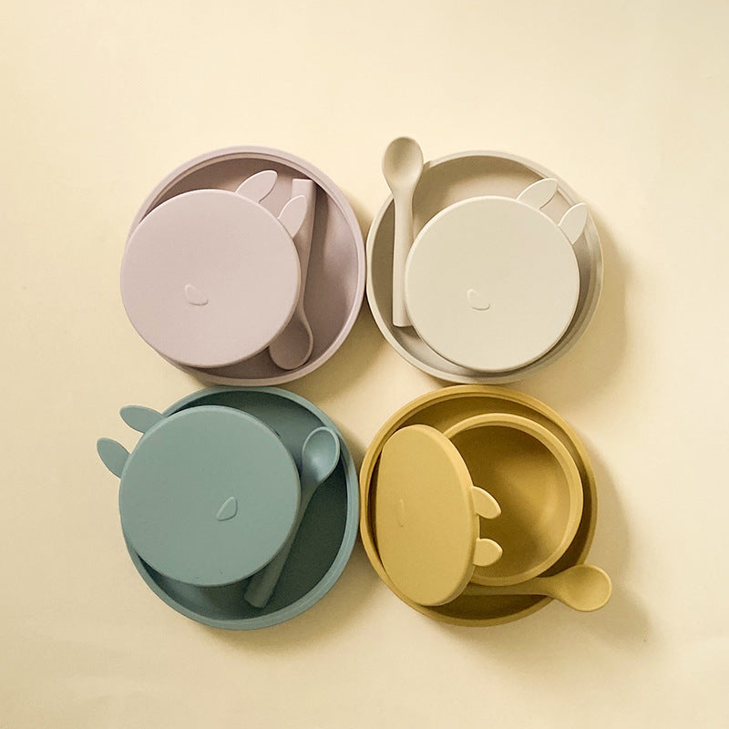 Silicone Baby Dinner Plate Three-piece Set