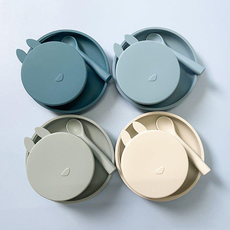 Silicone Baby Dinner Plate Three-piece Set
