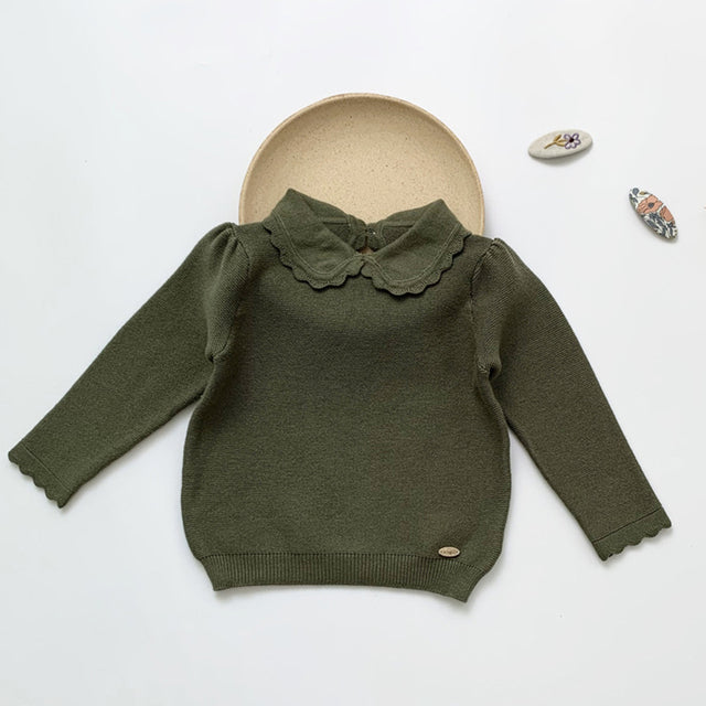 Girls Long Sleeve Knit Lace Sweater