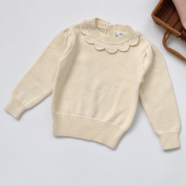 Girls Long Sleeve Knit Lace Sweater