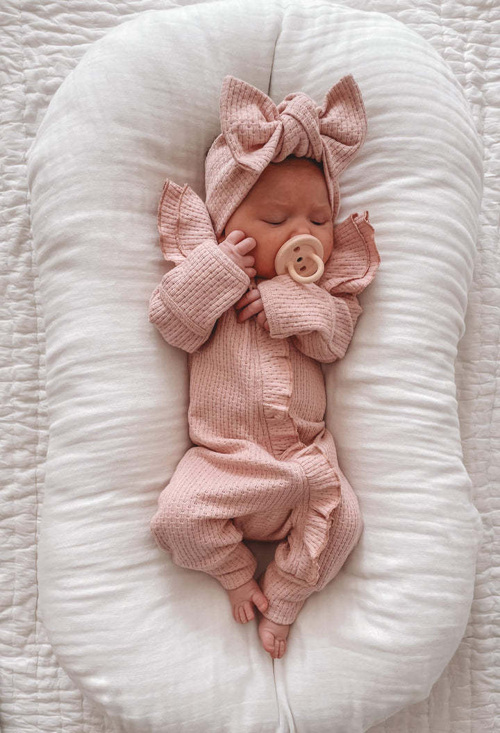 Baby Bodysuit Long-sleeved Knitted Waffle