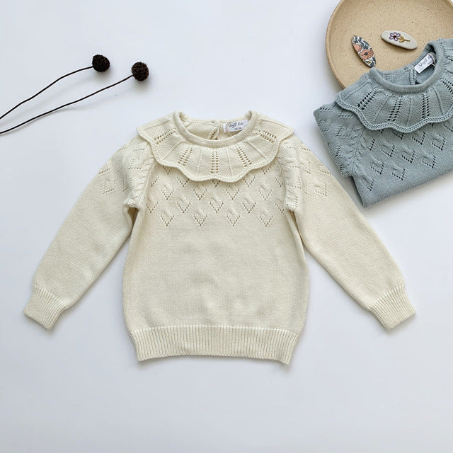 Girls Long Sleeve Knit Lace Sweater