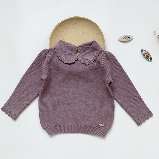 Girls Long Sleeve Knit Lace Sweater