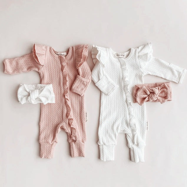 Baby Bodysuit Long-sleeved Knitted Waffle