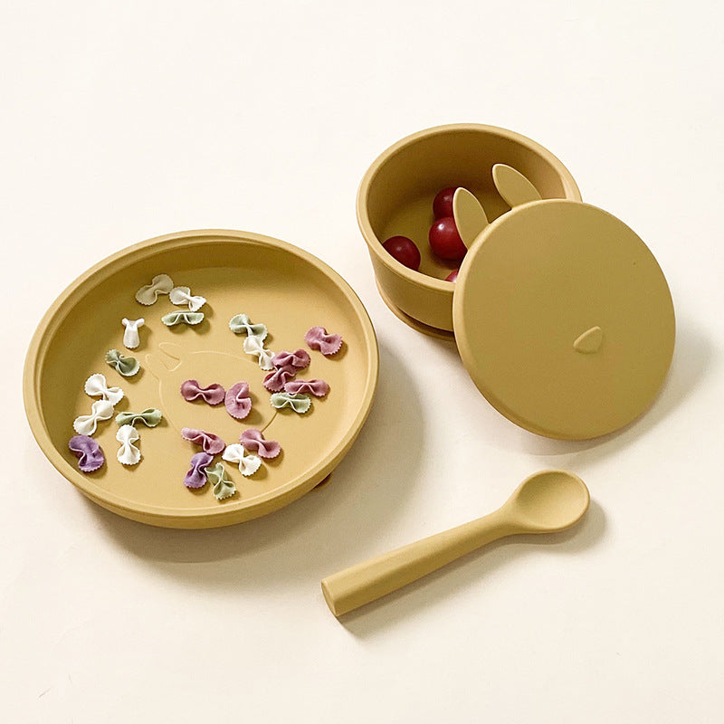 Silicone Baby Dinner Plate Three-piece Set