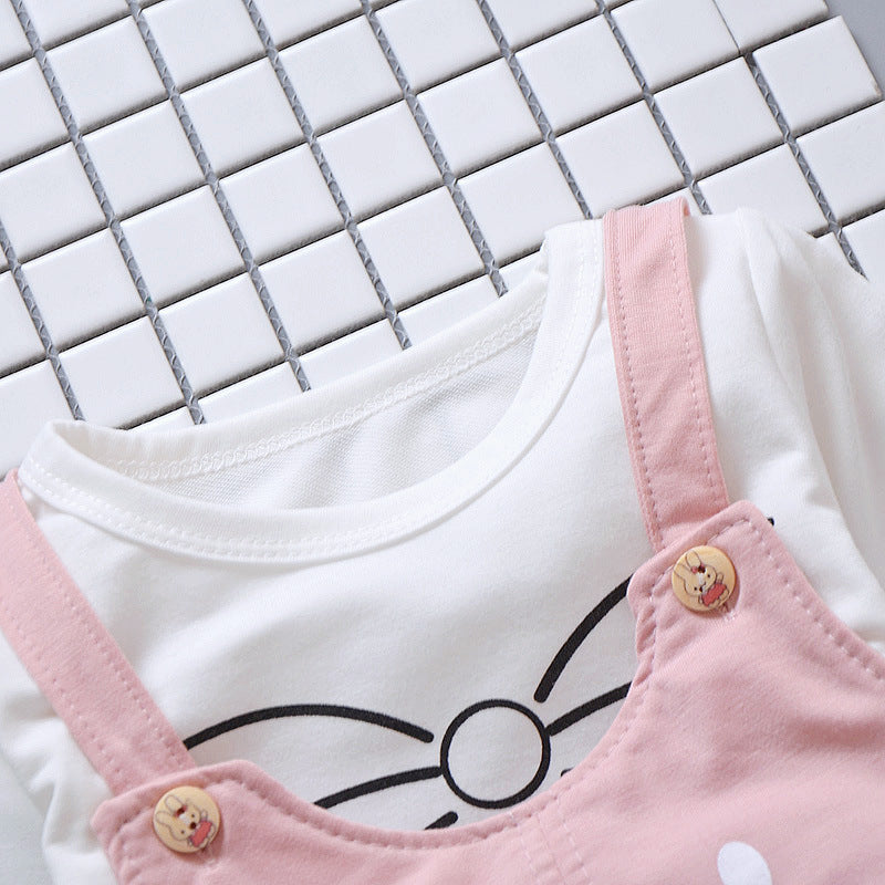 Infant Toddler Cartoon Strap Two-piece Suit For 0-1-2-3-4 Years Old