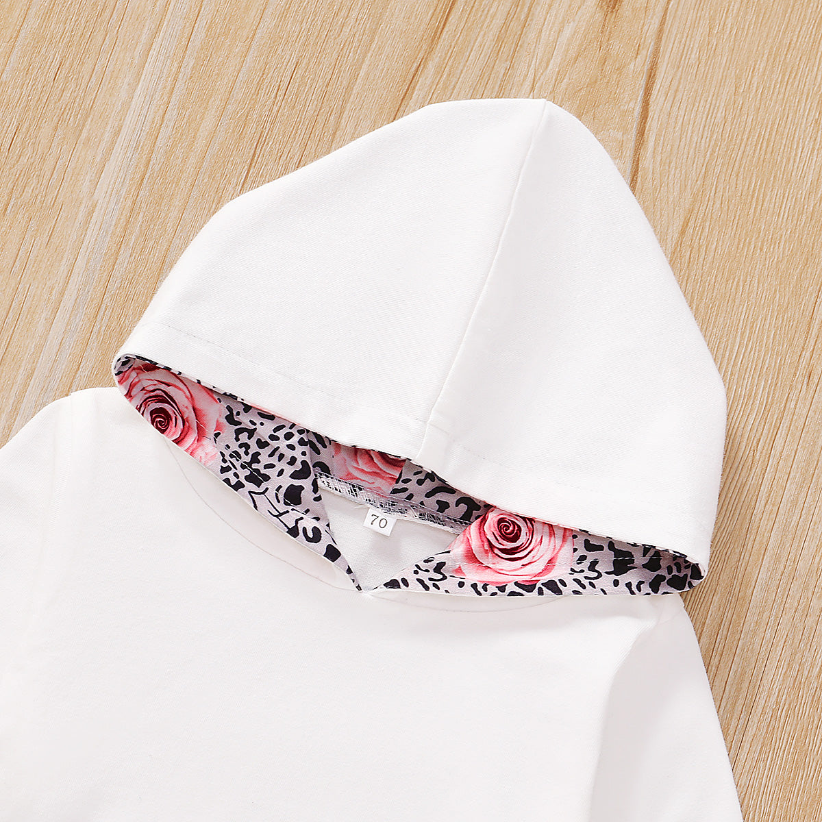 Infant Sweater Hooded Long Sleeve White Pants Set With Flowers