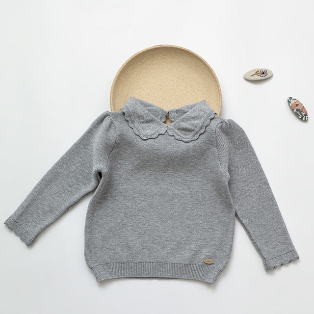 Girls Long Sleeve Knit Lace Sweater