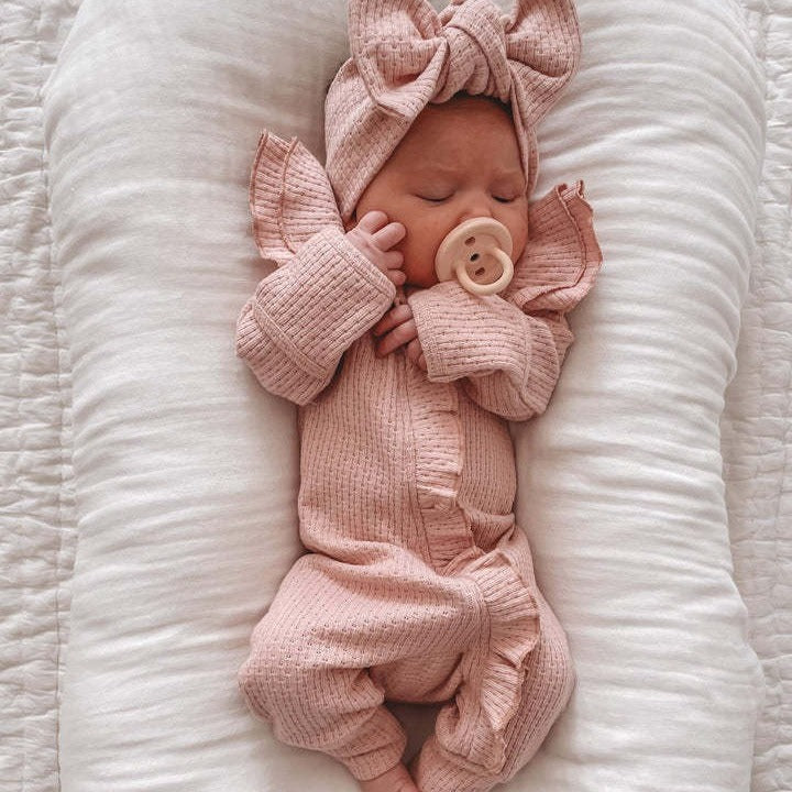 Baby Bodysuit Long-sleeved Knitted Waffle