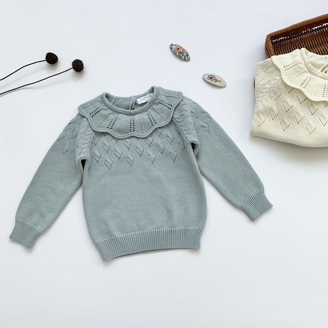 Girls Long Sleeve Knit Lace Sweater