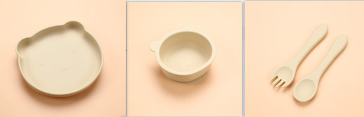 Silicone Baby Dinner Plate Three-piece Set